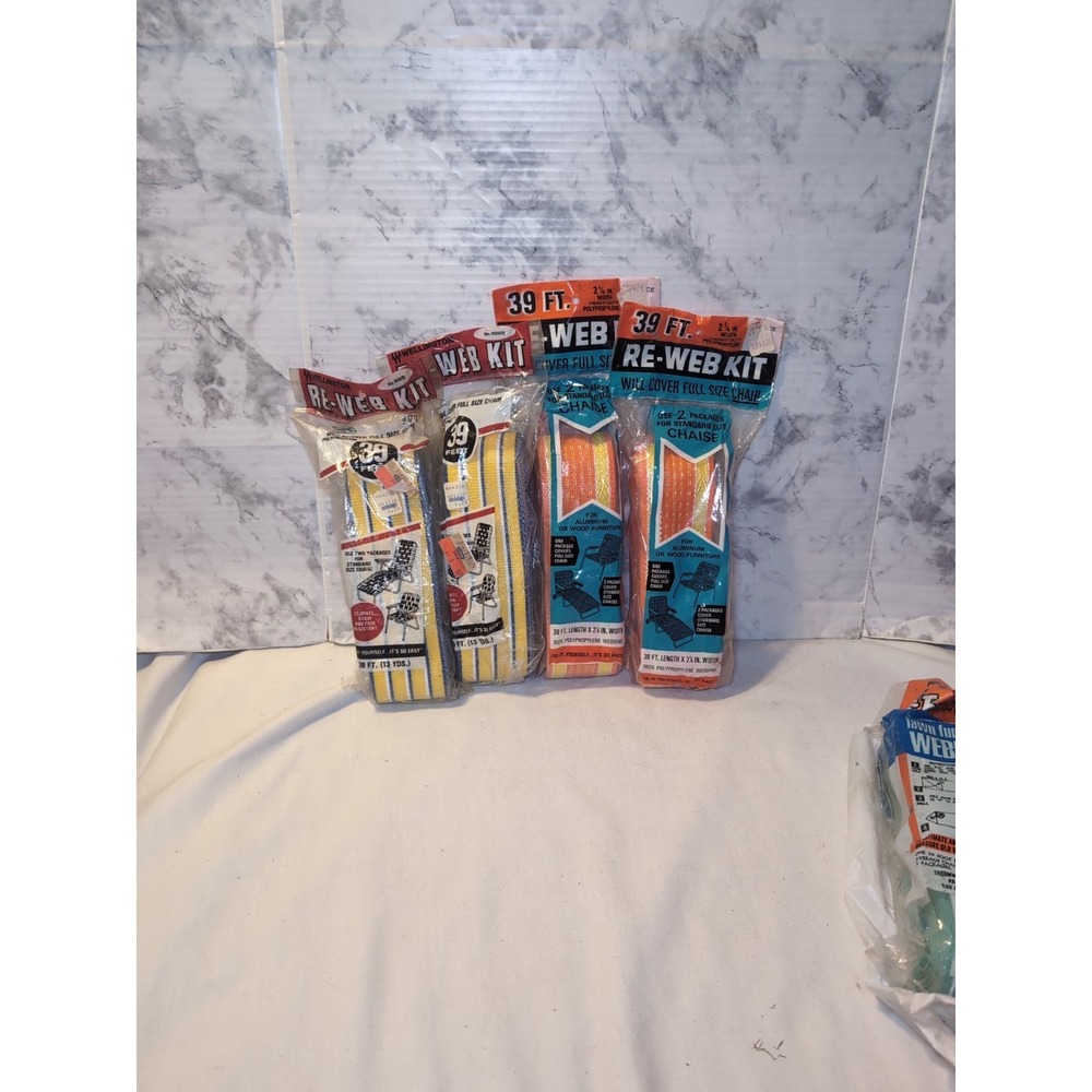 4x Vintage NOS Wellington WEBBING KITS 39 ft. Re-Web Chaise Lawn Chair USA